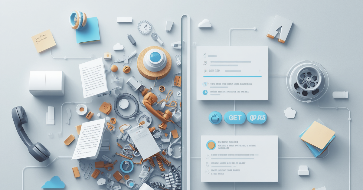 Split screen of ai automation for service business