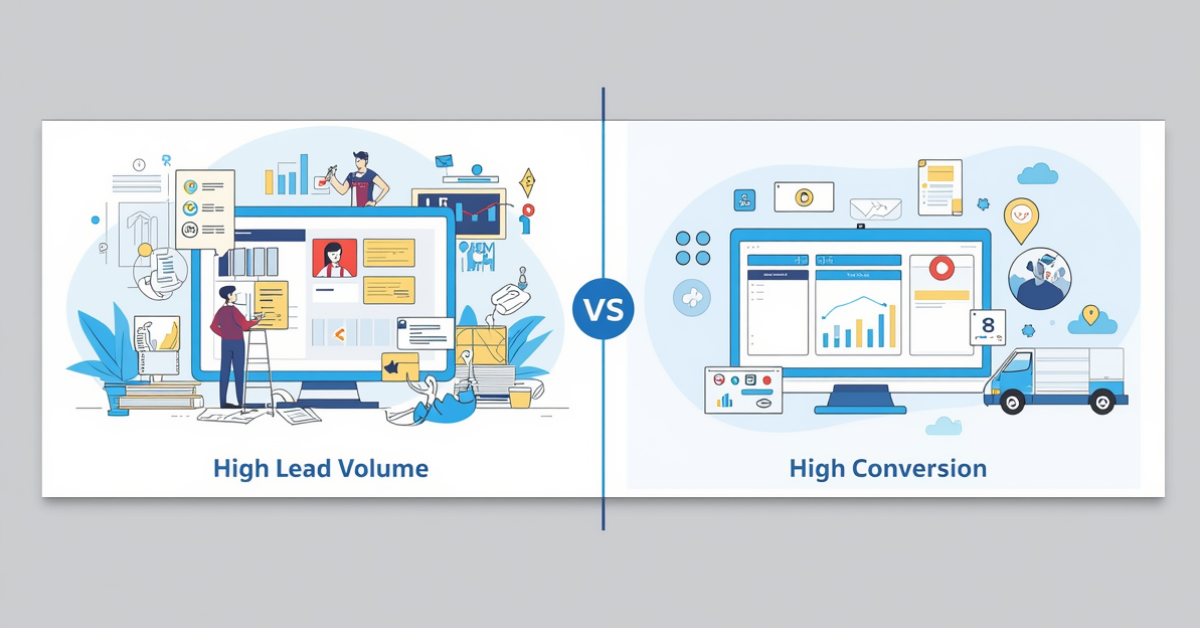 an image of a Lead Volume vs Lead Conversion graphic